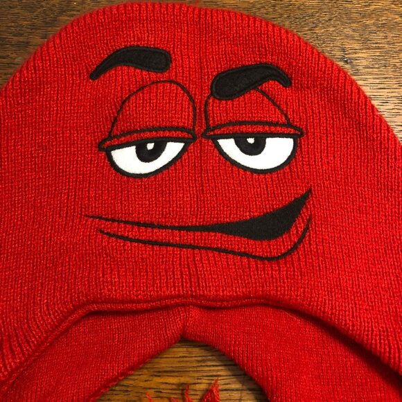 M&M's Brand Chocolate Candies Red Face Beanie Hat - Picture 2 of 4